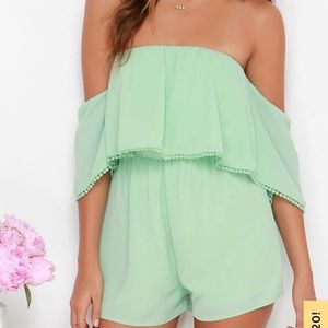 Lulus Mint Green Off The Shoulder Romper